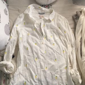 White Lemon Print Top